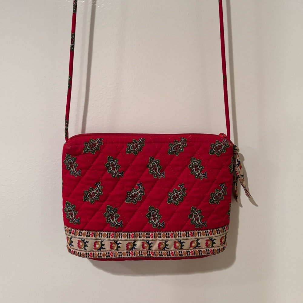 Vintage Vera Bradley Red Quilted Crossbody Bag